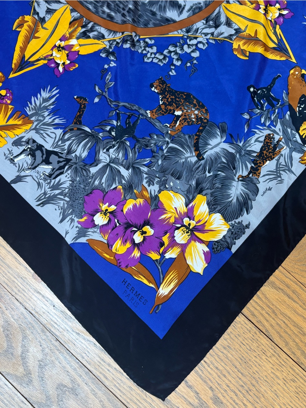 Luxury inspired Blue Floral Silk Accent Scarf